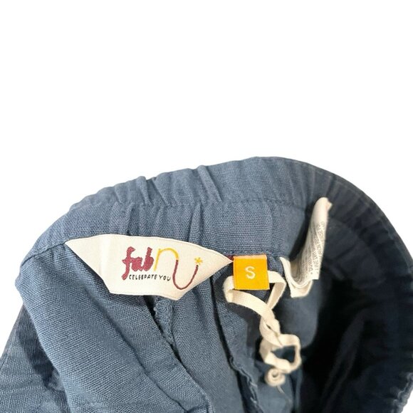 Fab NU Cotton‎ Linen Blend Blue Teal Cargo Tapered High Rise Pants Outdoors sz S - Picture 4 of 5